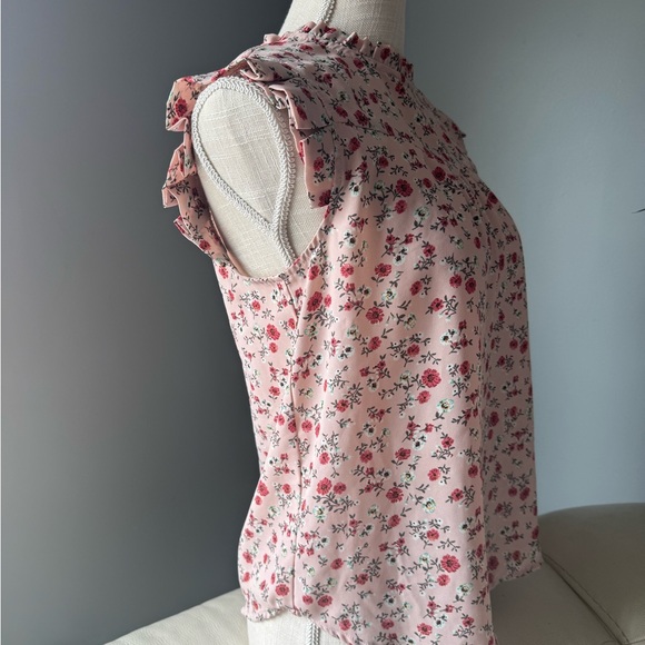 Monteau Blush Floral Ruffle Sleeve Blouse - Picture 5 of 5